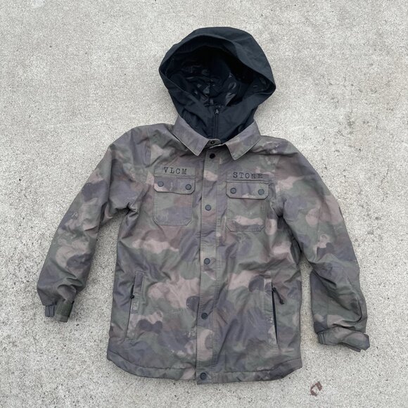 Volcom Stone Camo Snow Ski Camo Youth Boys Jacket Size Large 12y - Picture 1 of 9